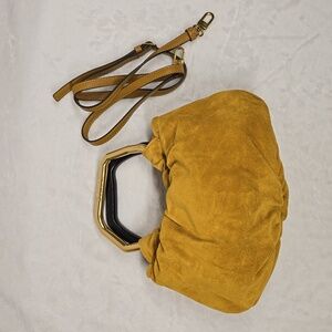 STAUD Camille Suede Crossbody Bag in Ocher